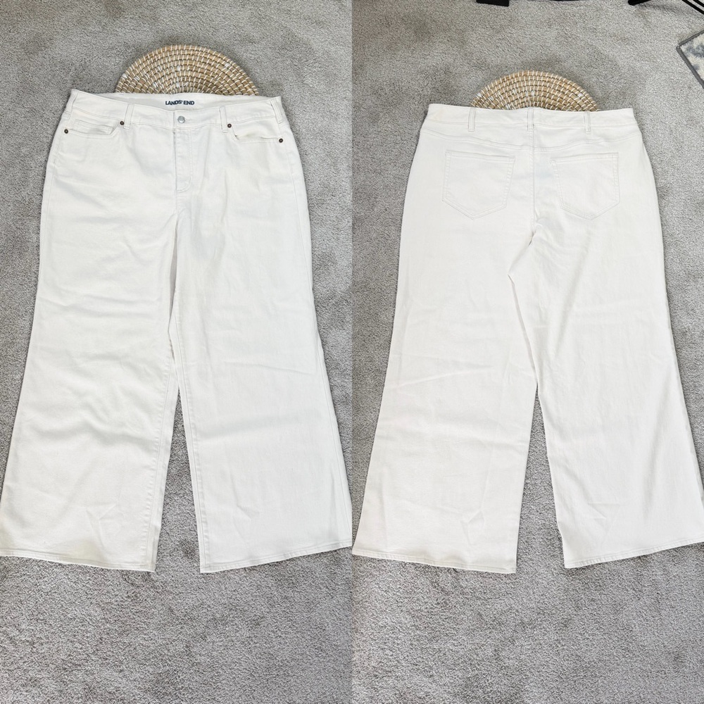 NWT Lands’ End X Recover Women’s Wide Lef High Rise Crop Jeans in Cream 20W